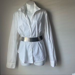 Donna Gray White Long Sleeve Button Down Shirt Size XL